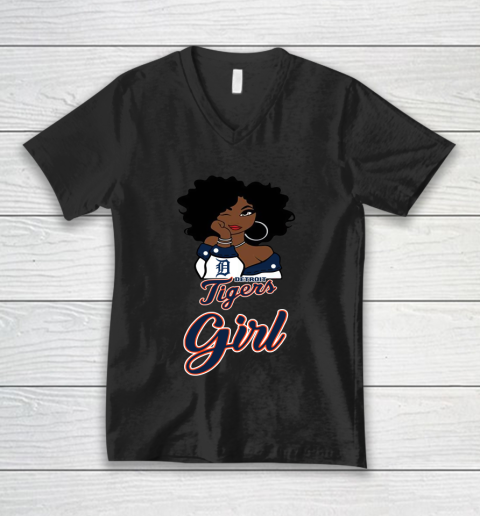 Detroit Tigerss Girl MLB V-Neck T-Shirt