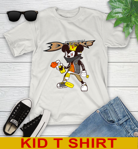 Anaheim Ducks NHL Hockey Mickey Peace Sign Sports Youth T-Shirt 12