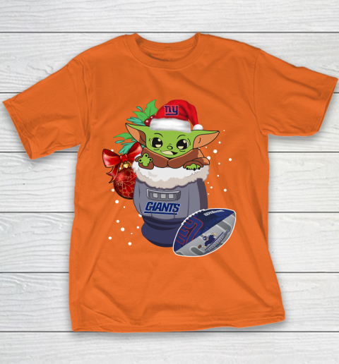 New York Giants Christmas Baby Yoda Star Wars Funny Happy NFL Youth T-Shirt 6