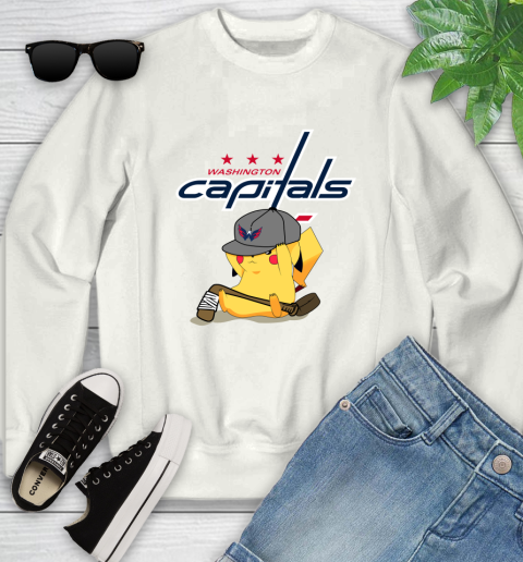 NHL Pikachu Hockey Sports Washington Capitals Youth Sweatshirt