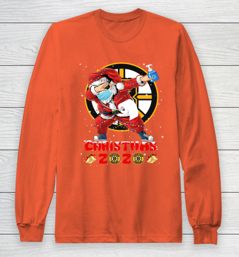 Boston Bruins Funny Santa Claus Dabbing Christmas 2020 NHL Long Sleeve T-Shirt 3