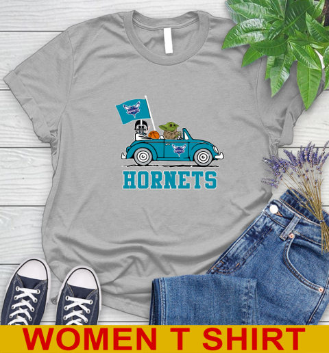 NBA Basketball Charlotte Hornets Darth Vader Baby Yoda Driving Star Wars Shirt Women's T-Shirt 5