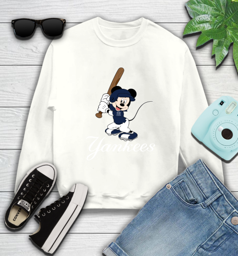 MLB Baseball New York Yankees Cheerful Mickey Mouse Shirt Sweatshirt 2