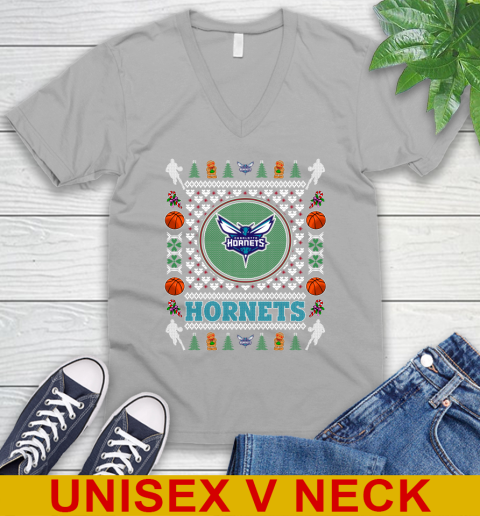 Charlotte Hornets Merry Christmas NBA Basketball Loyal Fan V-Neck T-Shirt 3