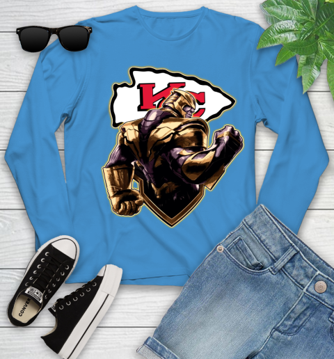 NFL Thanos Avengers Endgame Football Sports Kansas City Chiefs Youth Long Sleeve 7