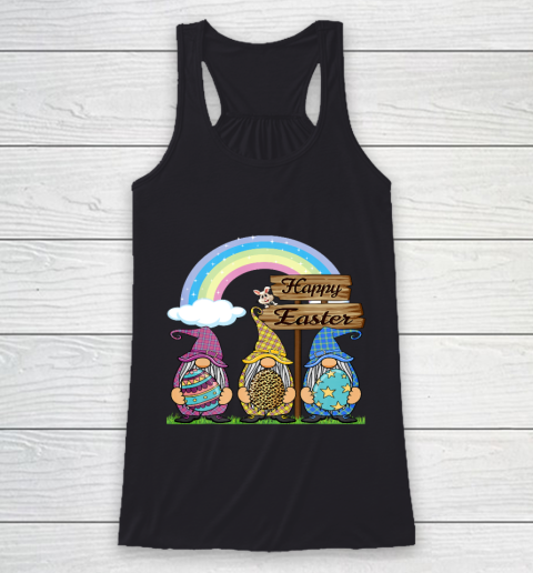 Gnome Easter Shirt Women Leopard Print Easter Egg Teen Girls Racerback Tank