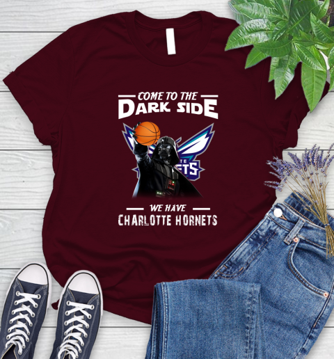 NBA Come To The Dark Side We Have Charlotte Hornets Star Wars Darth Vader Basketball Women's T-Shirt 7