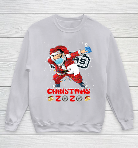 San Antonio Spurs Funny Santa Claus Dabbing Christmas 2020 NBA Youth Sweatshirt 3