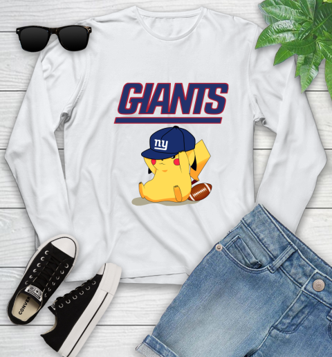 NFL Pikachu Football Sports New York Giants Youth Long Sleeve