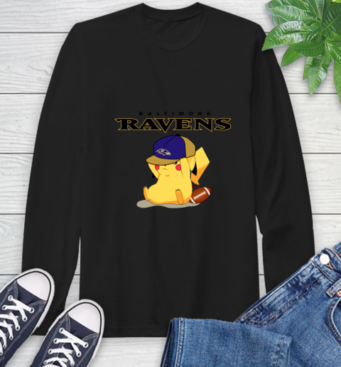 NFL Pikachu Football Sports Baltimore Ravens Long Sleeve T-Shirt 2