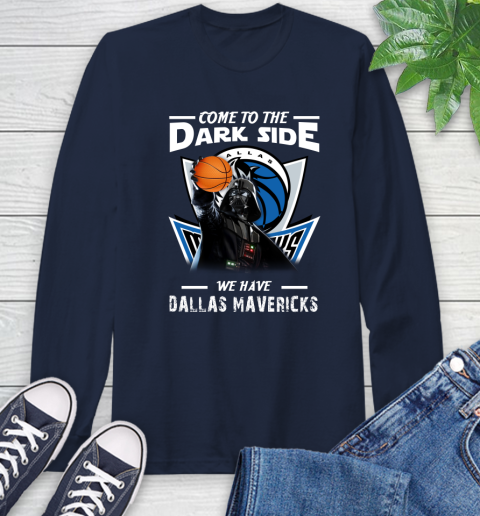 NBA Come To The Dark Side We Have Dallas Mavericks Star Wars Darth Vader Basketball Long Sleeve T-Shirt 3