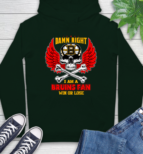 NHL Damn Right I Am A Boston Bruins Win Or Lose Skull Hockey Sports Hoodie 12