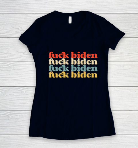 Vintage Fuck Biden Anti Biden Tee Top Womens Mens Premium Women's V-Neck T-Shirt 2