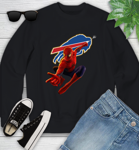NFL Spider Man Avengers Endgame Football Buffalo Bills Youth Sweatshirt 2