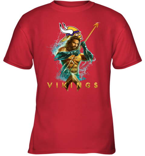 NFL Minnesota Vikings Aquaman DC Football Sports OYKpExJUZCT youth t shirt 26 95 151514 front red