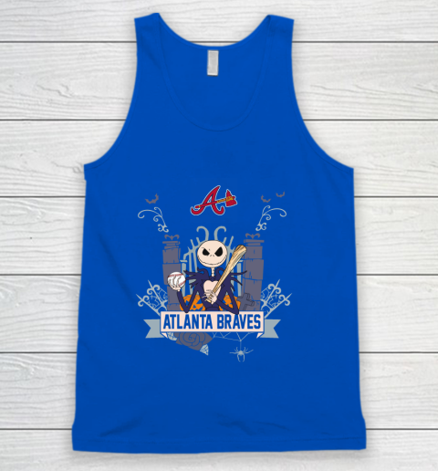 MLB Atlanta Braves Baseball Jack Skellington Halloween Tank Top 4