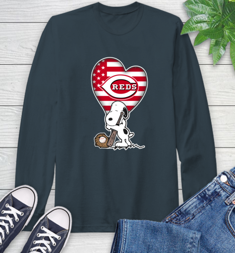 Cincinnati Reds MLB Baseball The Peanuts Movie Adorable Snoopy Long Sleeve T-Shirt 8