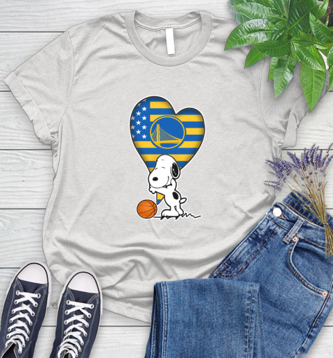 Golden State Warriors NBA Basketball The Peanuts Movie Adorable Snoopy Women's T-Shirt