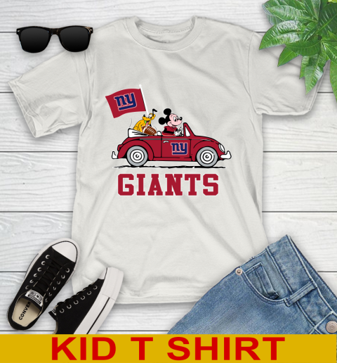 NFL Football New York Giants Pluto Mickey Driving Disney Shirt Youth T-Shirt 12