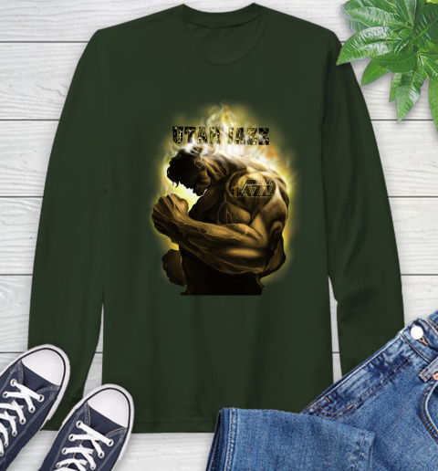 Utah Jazz NBA Basketball Hulk Marvel Avengers Sports Long Sleeve T-Shirt 7