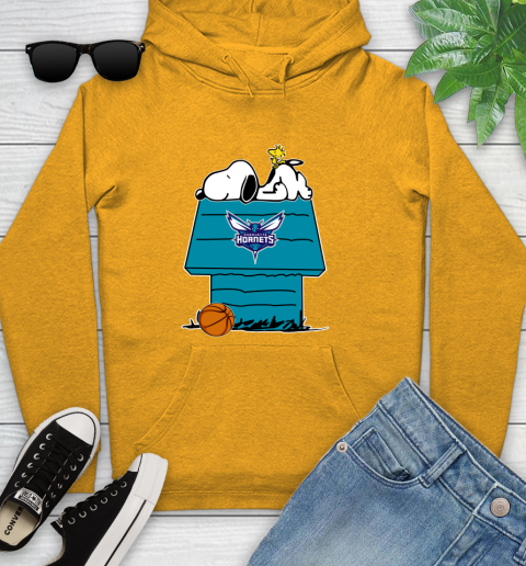 Charlotte Hornets NBA Basketball Snoopy Woodstock The Peanuts Movie Youth Hoodie 3