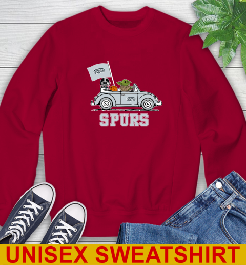 NBA Basketball San Antonio Spurs Darth Vader Baby Yoda Driving Star Wars Shirt Sweatshirt 7