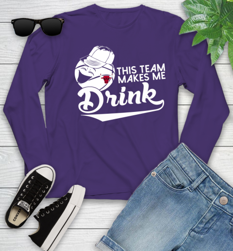 Chicago Bulls NBA Basketball This Team Makes Me Drink Adoring Fan Youth Long Sleeve 4