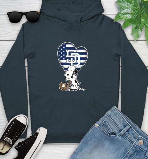San Diego Padres MLB Baseball The Peanuts Movie Adorable Snoopy Youth Hoodie 8