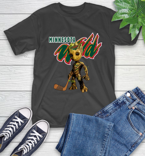 Minnesota Wild NHL Hockey Groot Marvel Guardians Of The Galaxy T-Shirt 2