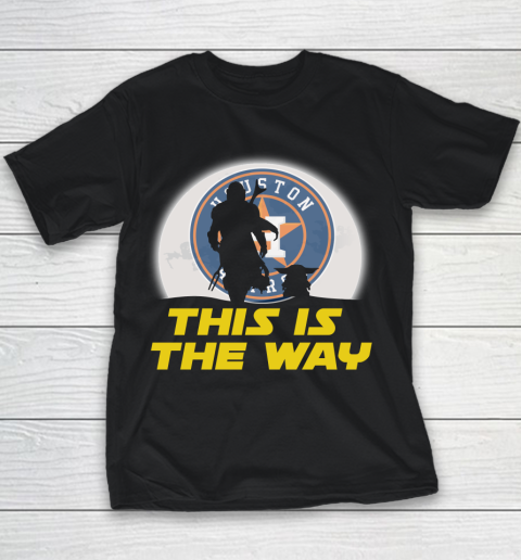Houston Astros MLB Baseball Star Wars Yoda And Mandalorian This Is The Way Youth T-Shirt