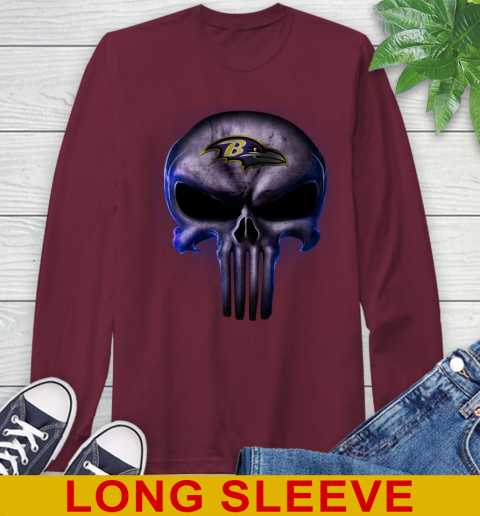 Baltimore Ravens NFL Football Punisher Skull Sports Long Sleeve T-Shirt 7