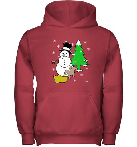 Snowman With Dog Peeing Ugly Christmas Adult Youth Hoodie