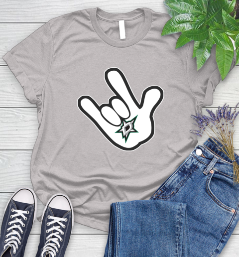 Dallas Stars NHL Hockey Mickey Rock Hand Disney Women's T-Shirt 10