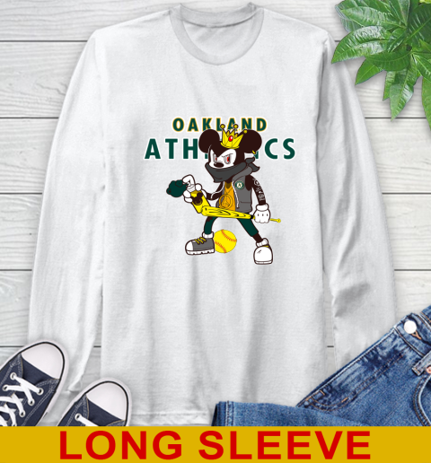 Oakland Athletics MLB Baseball Mickey Peace Sign Sports Long Sleeve T-Shirt