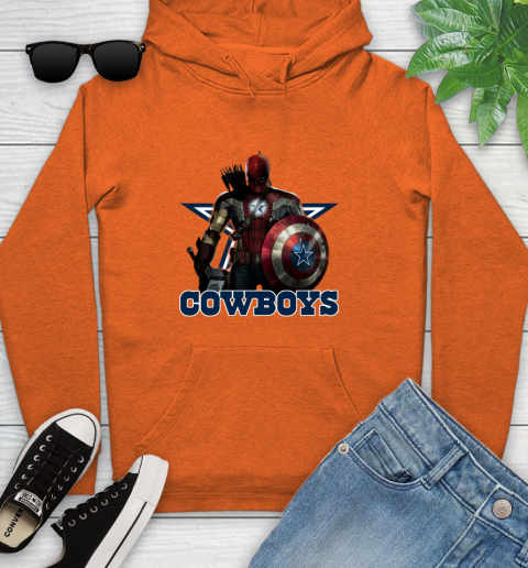 NFL Captain America Thor Spider Man Hawkeye Avengers Endgame Football Dallas Cowboys Youth Hoodie 5