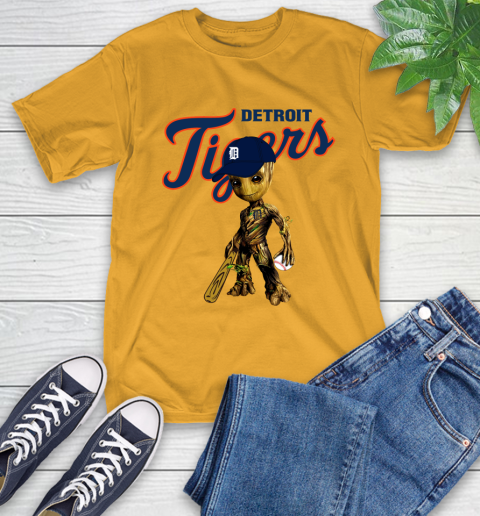 MLB Detroit Tigers Groot Guardians Of The Galaxy Baseball T-Shirt 3
