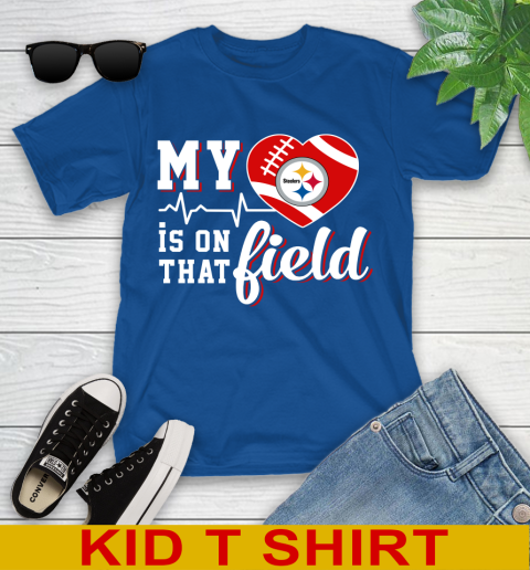 NFL My Heart Is On That Field Football Sports Pittsburgh Steelers Youth T-Shirt 10