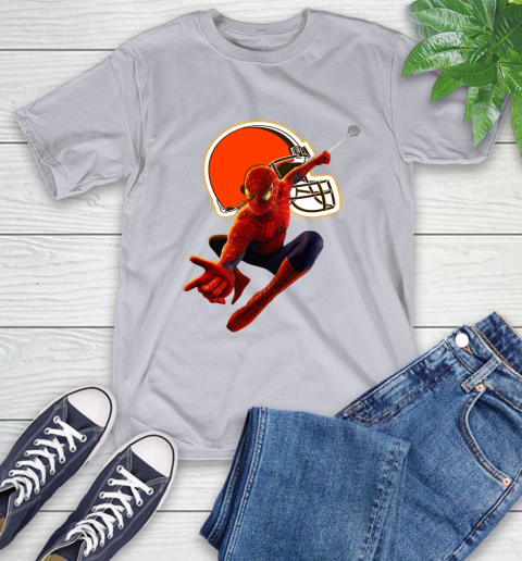 NFL Spider Man Avengers Endgame Football Cleveland Browns T-Shirt 6