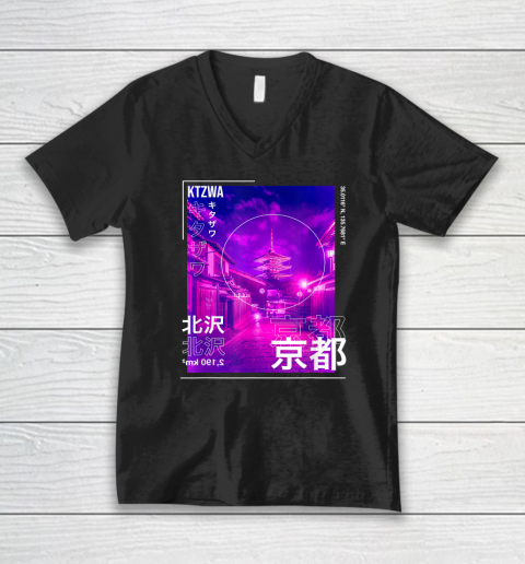 Japanese Streetwear Retro Vibes Aesthetic Tokyo Cyberpunk V-Neck T-Shirt