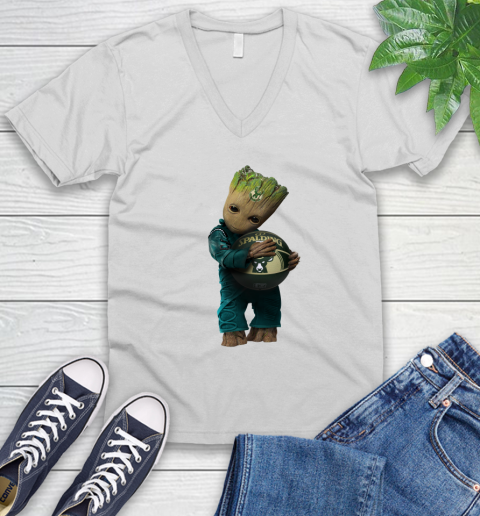 NBA Groot Guardians Of The Galaxy Basketball Sports Milwaukee Bucks V-Neck T-Shirt