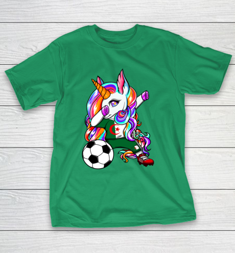 Dabbing Unicorn Algeria Soccer Fans Jersey Algerian Football T-Shirt 7