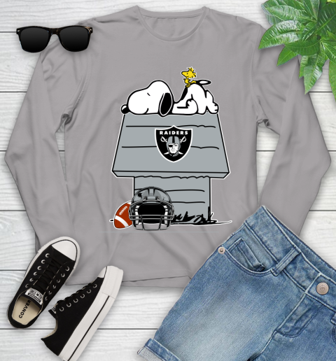 Oakland Raiders NFL Football Snoopy Woodstock The Peanuts Movie Youth Long Sleeve 5