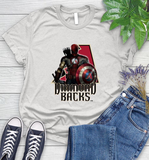 MLB Captain America Thor Spider Man Hawkeye Avengers Endgame Baseball Arizona Diamondbacks Women's T-Shirt
