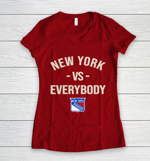 New York Rangers Vs Everybody Women's V-Neck T-Shirt 8