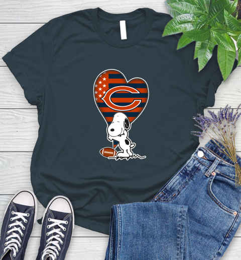 Chicago Bears NFL Football The Peanuts Movie Adorable Snoopy Women's T-Shirt 8