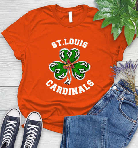 MLB St.Louis Cardinals Three Leaf Clover St Patrick's Day Baseball Sports Women's T-Shirt 3