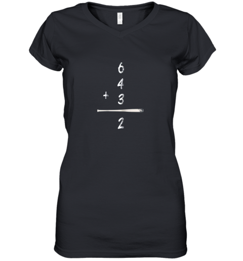 Baseball Math 6 4 3 2 Double Play Cute Shirt Softball Game Women's V-Neck T-Shirt