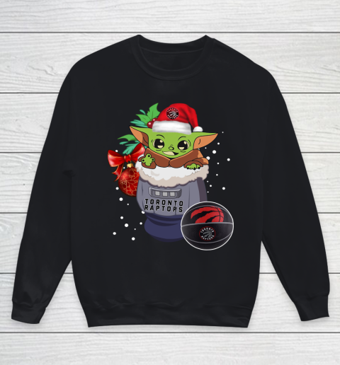 Toronto Raptors Christmas Baby Yoda Star Wars Funny Happy NBA Youth Sweatshirt