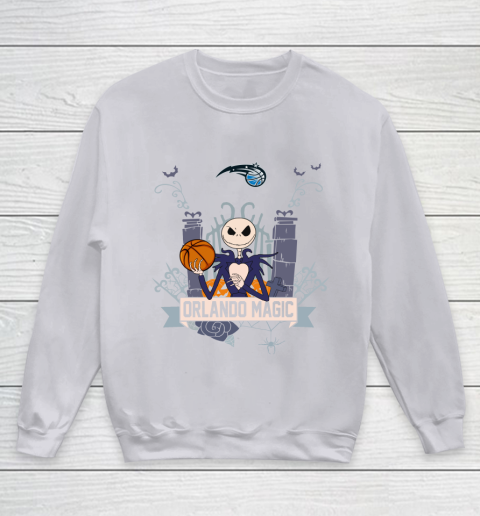NBA Orlando Magic Basketball Jack Skellington Halloween Youth Sweatshirt 3