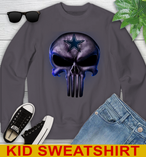 Dallas Cowboys NFL Football Punisher Skull Sports Youth Sweatshirt Tee For Sports